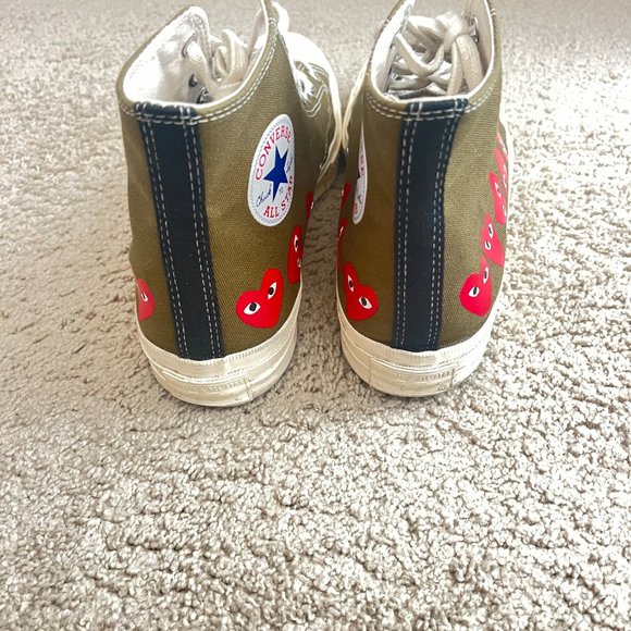 $320 Authentic COMME des GARCONS PLAY Converse Men's Green Hi Sneakers Sz.10 - Picture 3 of 12
